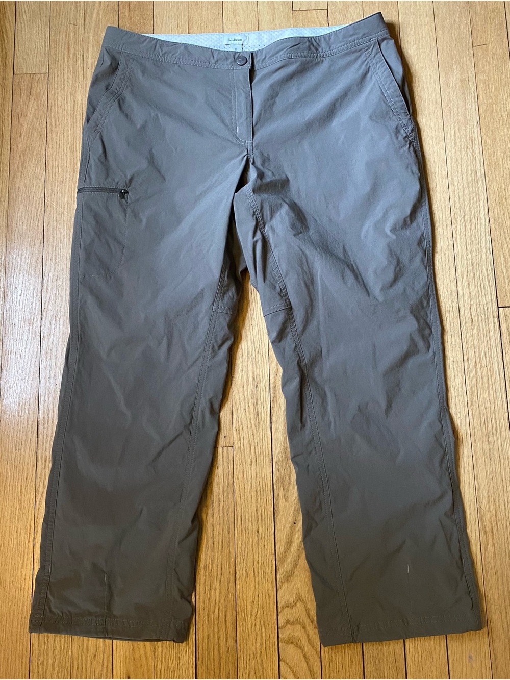 LL Bean Pants Womens 16 P Brown Beige Tan Cargo Stretch Performance Outdoor Hike